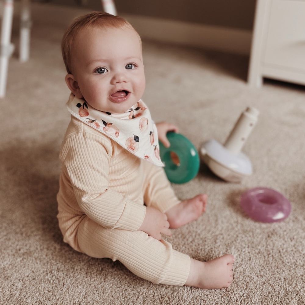 CREAM | Two-piece ribbed organic baby toddler set